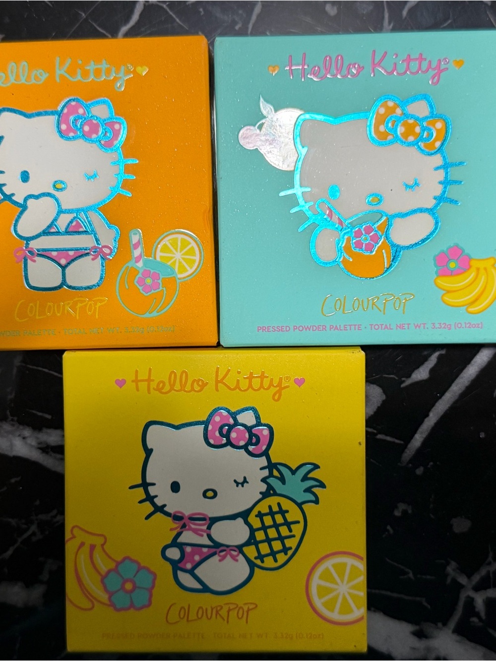 ColourPop Hello Kitty Eyeshadow Palettes - Yellow, Teal, Orange
